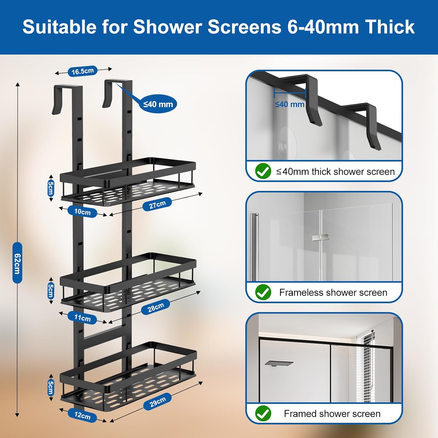 Shower Caddy Hanging - 3-Tier - Image 2